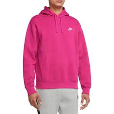 Pink - Unisex Sweaters Nike Sportswear Club Fleece Pullover Hoodie - Active Pink/White