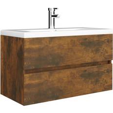 Oak Vanity Units for Single Basins vidaXL smoked oak Set Engineered Wood