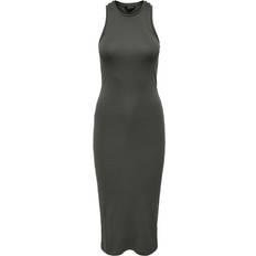 Tessuto Vestiti Only Regular Fit O-Neck Long Dress - Gray/Beluga