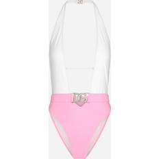 Dolce & Gabbana Pink Swimwear Dolce & Gabbana Two-tone one-piece swimsuit with belt