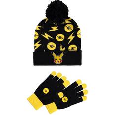 Schwarz Mützen Pokémon 3D Pikachu Patch with All-over Print Beanie & Knitted