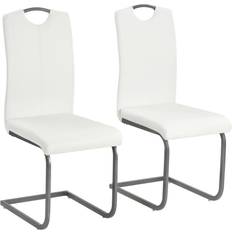 Piel sintética Sillas de Cocina vidaXL Sillas Comedor Voladizas 2 Unidades Cuero Sintético Blanco Silla de Cocina 2pcs