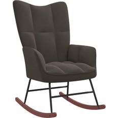 Grey Rocking Chairs vidaXL Dark Grey Velvet Rocking Chair