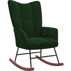 Green Rocking Chairs vidaXL Dark Green Velvet Rocking Chair