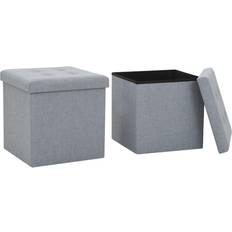 VidaXL Panche Contenitore vidaXL Pouf Pieghevoli 2 Pz In Simil Lino 38 x 38 x 38 cm Panca Contenitore