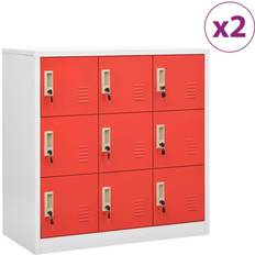 Rouge Armoires vidaXL Armoires À Casiers 2 pcs 90x45x92.5 cm Acier Light Grey And Red Armoire