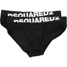 DSquared2 Herren Unterwäsche DSquared2 2-Pack Angled Logo Low-Rise Briefs, Black