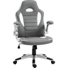 Gaming Chairs Vinsetto Gaming Chair Height Adjustable Swivel Chair with Flip Up Arms Grey