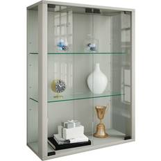 Argent Vitrines en verre VCM Udina Murale Avec 2 Portes Plateaux Vitrine en verre