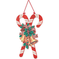 GlitzHome 20"H Wooden Christmas Candy Cane Wall Decor