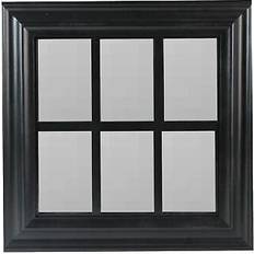 Interior Details Northlight 17" Black Contemporary Windowpane Square Wall Mirror