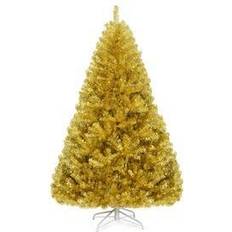 Beige Christmas Trees Costway 6ft Artificial Tinsel Hinged Tips Christmas Tree