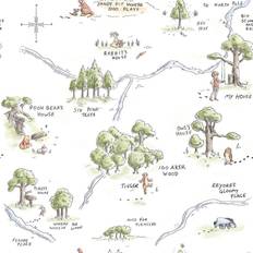 Vinyl Wall Coverings Wallpapers RoomMates Winnie The Pooh 100 Acre Wood Map Peel And Stick Wallpaper