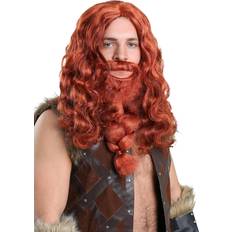 Vikings Fancy Dresses Exclusive Red Viking Beard and Wig Set Red