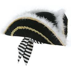 Piraten Hüte Tricorn Feathered Pirate Hat Black