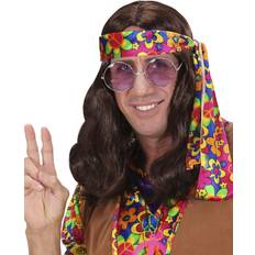 Hippies Korte parykker Kostumer Widmann Hippie Dude Paryk Brun