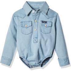 Wrangler Baby Boy's Long Sleeve Denim Bodysuit - Faded Blue