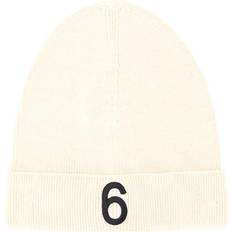 Cotton Beanies MM6 Maison Margiela Kids Off-White '6' Beanie M6101 Off White