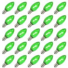 Vickerman C9 Transparent Plastic LED Green Dimmable Bulb package of 25