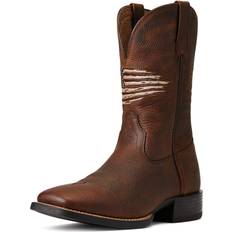 Hombre Botas de Equitación Ariat Men's Cliff Sport All Country Full-Grain Western Boot Wide Square Toe Brown DM