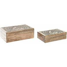 Organizadores de joyas Dkd Home Decor Caja-Joyero Marrón Marrón oscuro Madera de mango 25 x 17 x (2 Piezas)