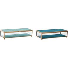 Organizadores de joyas Dkd Home Decor Caja-Joyero Cristal Metal Turquesa Azul cielo 25 x x (2 Unidades)