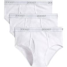 2(X)IST Mens Essential Cotton Fly Front Brief 3-Pack - Pure White