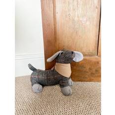 Geko Herringbone Fabric Sausage Dog Doorstop