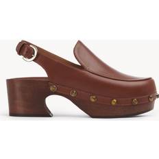 Sandales à talons Chloé Brown Aurna Clogs 244 Ochre Delight IT