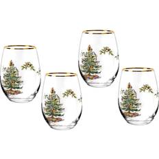 Gold Wine Glasses Spode Christmas Tree Stemless Wine Glass