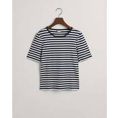 Gant Women's Slim Striped 1X1 Ribbed SS T-Shirt - Evening Blue