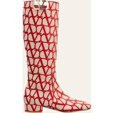 Valentino Garavani High Boots Valentino Garavani VLogo Tall Monogram Boots NATURALE ROSSO V 7B