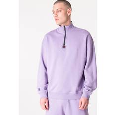 HUGO BOSS Purple Clothing HUGO BOSS Men's Relaxed Fit Durty Quarter Zip Sweatshirt Purple/Light Shade/564 Open Purple