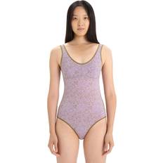 Violet Lingerie sculptante Icebreaker Body Sans Manches Mérinos Queens - Femme - Algae/Purple Haze