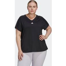 Adidas Women T-shirts & Tank Tops Adidas Plus AEROREADY Training Essentials V-Neck Tee, Women's, 2XL, Black