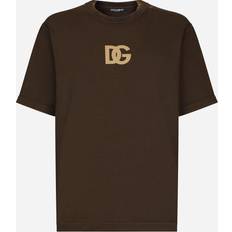 Dolce & Gabbana Brown T-shirts Dolce & Gabbana Cotton T-Shirt with Logo Print