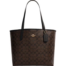 Coach City Tote In Signature Canvas - Gold/Brown Black