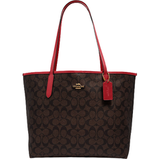 Coach City Tote In Signature Canvas - Gold/Brown Red