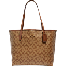 Coach City Tote In Signature Canvas - Gold/Khaki Saddle 2