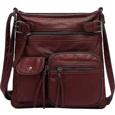 Scarleton Ultra Soft Multi Pocket Crossbody Handbag Medium - Burgundy