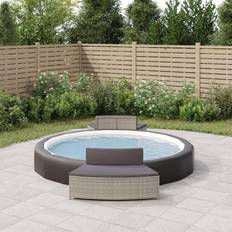 Grijs Loungesets voor Buiten vidaXL Spa-Bankjes Met Kussens 2 St Poly Rattan Grijs