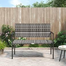 Grey Outdoor Sofas vidaXL 2-Seater Garden Bench Grey Poly Rattan Outdoor Sofa