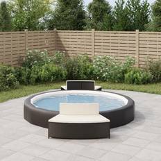 Goedkoop Loungesets voor Buiten vidaXL Spa-Bankjes Met Kussens 2 St Poly Rattan Zwart