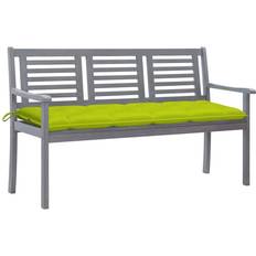 Grigio Panchine da Giardino vidaXL Panca 3 Posti Con Cuscino 150 cm Grigia in Eucalipto Panchina da Giardino