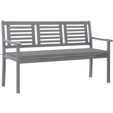 Grigio Panchine da Giardino vidaXL Panca 3 Posti Con Cuscino 150 cm Grigia in Eucalipto Panchina da Giardino