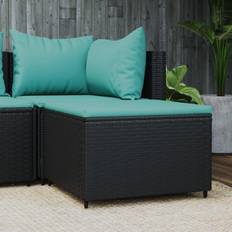 Kunstrattan Hocker vidaXL Gartenhocker Mit Kissen Schwarz Poly Rattan