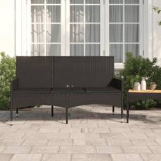 Rotin Canapés et Bancs d'Extérieur vidaXL Banc de jardin À 3 places avec coussins Noir Résine tressée Black Canapé d'extérieur