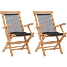 Teak Patio Chairs vidaXL Folding Garden Chairs 2 Rope