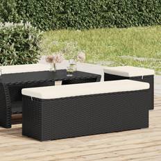 Kunstrattan Outdoor-Sofas & Bänke vidaXL Hockerbank mit Sitzkissen 110 x 30 x 40 cm Gartenbank