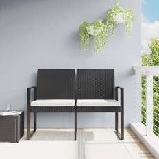 VidaXL Canapés d'extérieur vidaXL Banc de jardin À 2 places avec coussins noir rotin PP siège, chaise de banc Canapé d'extérieur